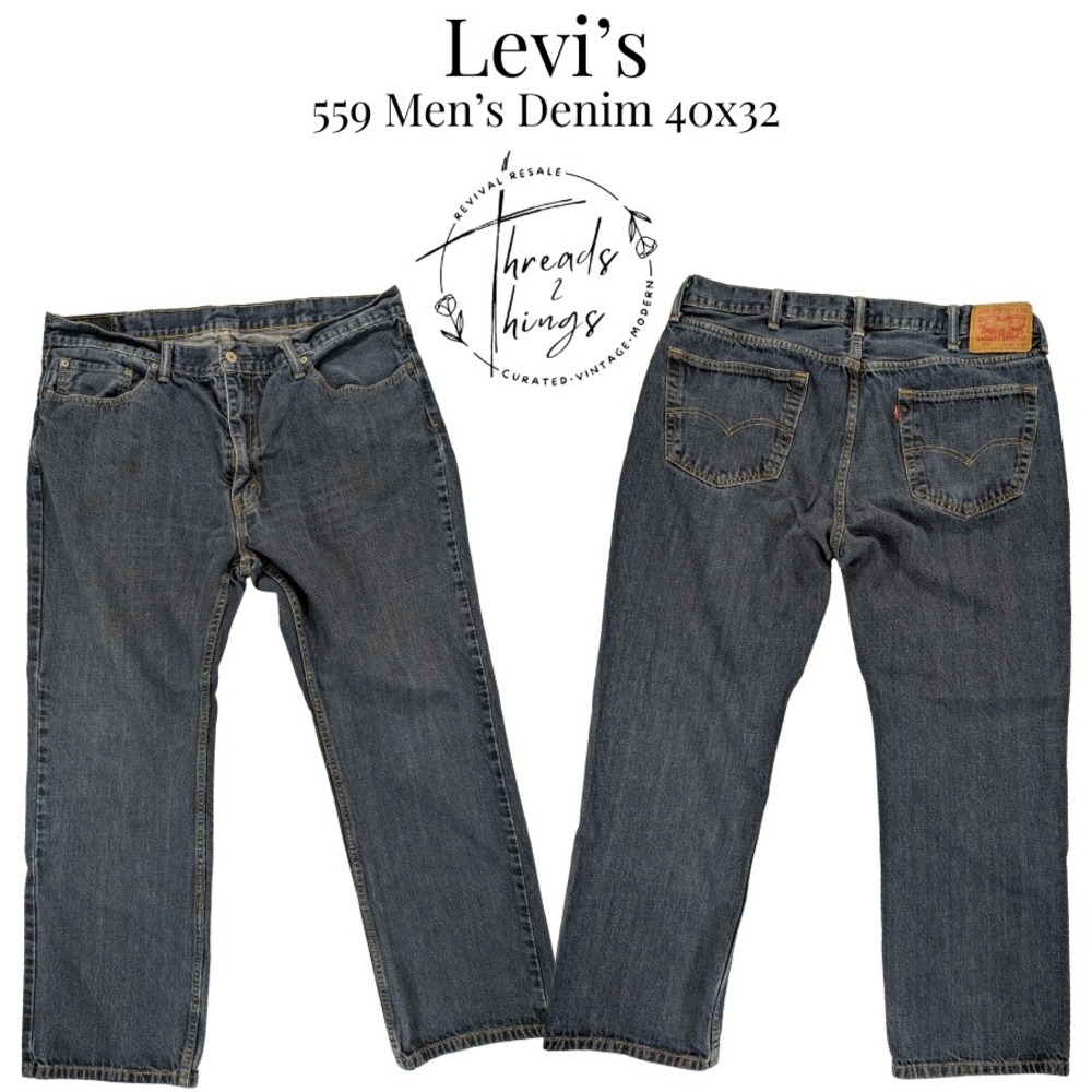 Levis's 559‎ Jeans Mens 40 x 32 Blue Denim Cotton Relaxed Classic Bootcut Cowboy